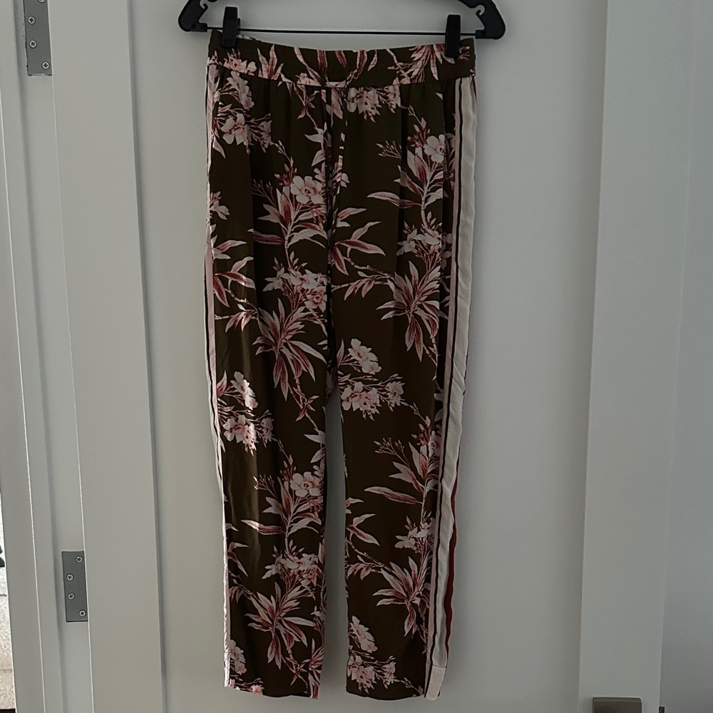 Joie Floral Ankle Pants in Brown and Pink size small